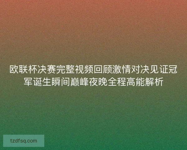 欧联杯决赛完整视频回顾激情对决见证冠军诞生瞬间巅峰夜晚全程高能解析