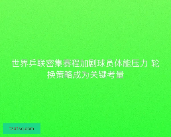 世界乒联密集赛程加剧球员体能压力 轮换策略成为关键考量 世界乒联密集赛程加剧球员体能压力 轮换策略成为关键考量