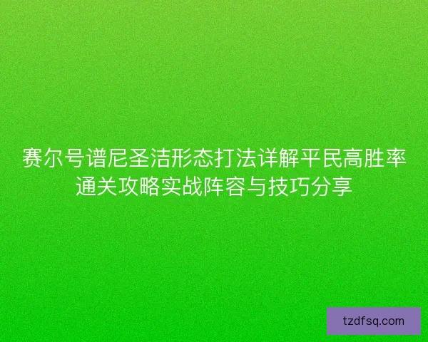 赛尔号谱尼圣洁形态打法详解平民高胜率通关攻略实战阵容与技巧分享