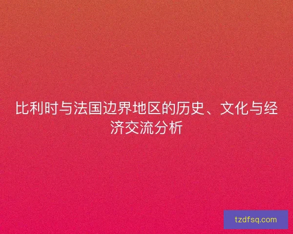 比利时与法国边界地区的历史、文化与经济交流分析