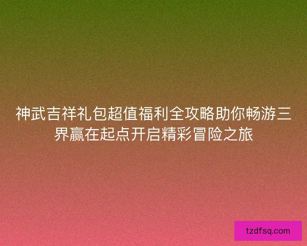 神武吉祥礼包超值福利全攻略助你畅游三界赢在起点开启精彩冒险之旅